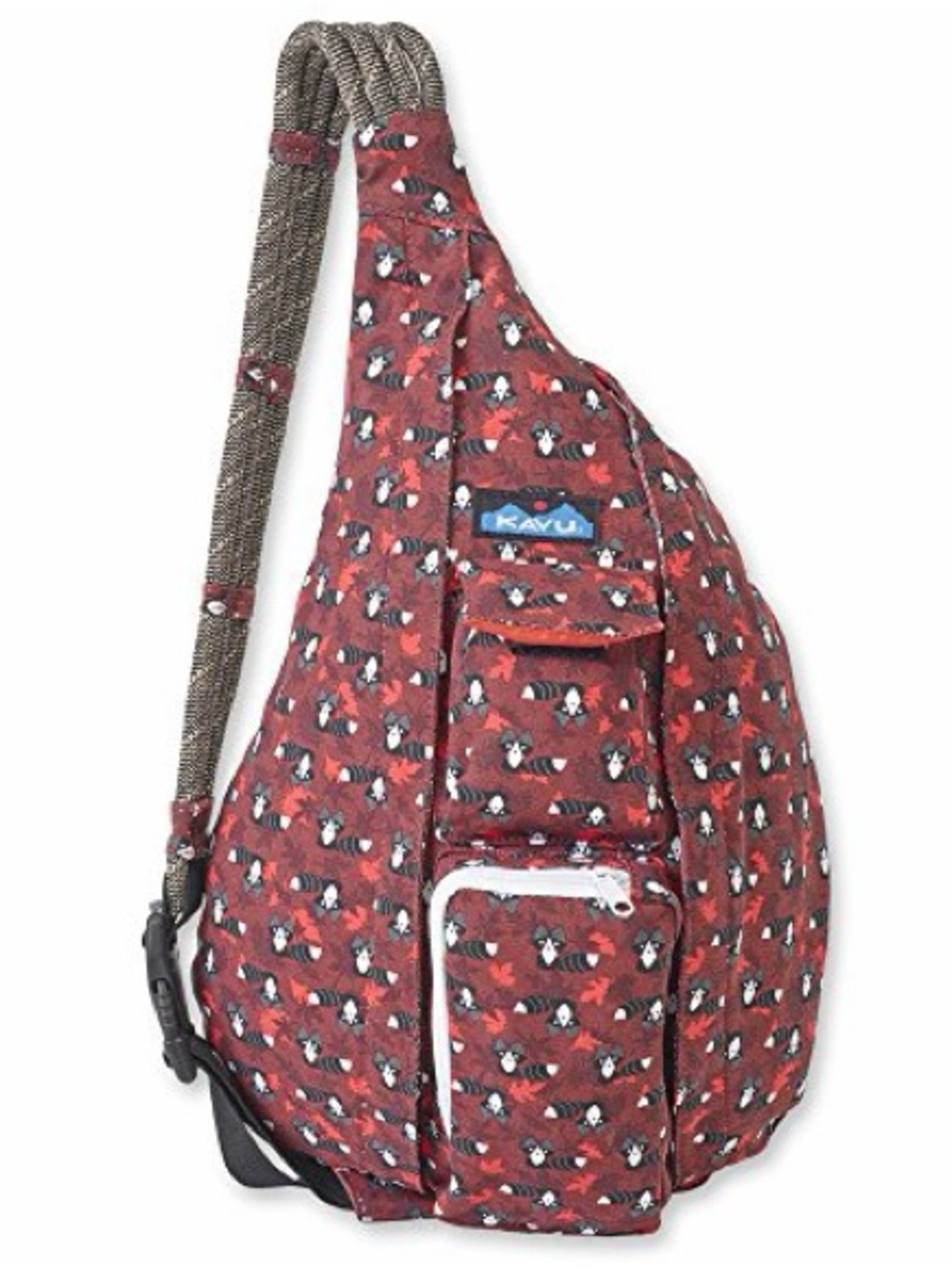 Kavu Red Patterned Sling Pack with Brown Strap
